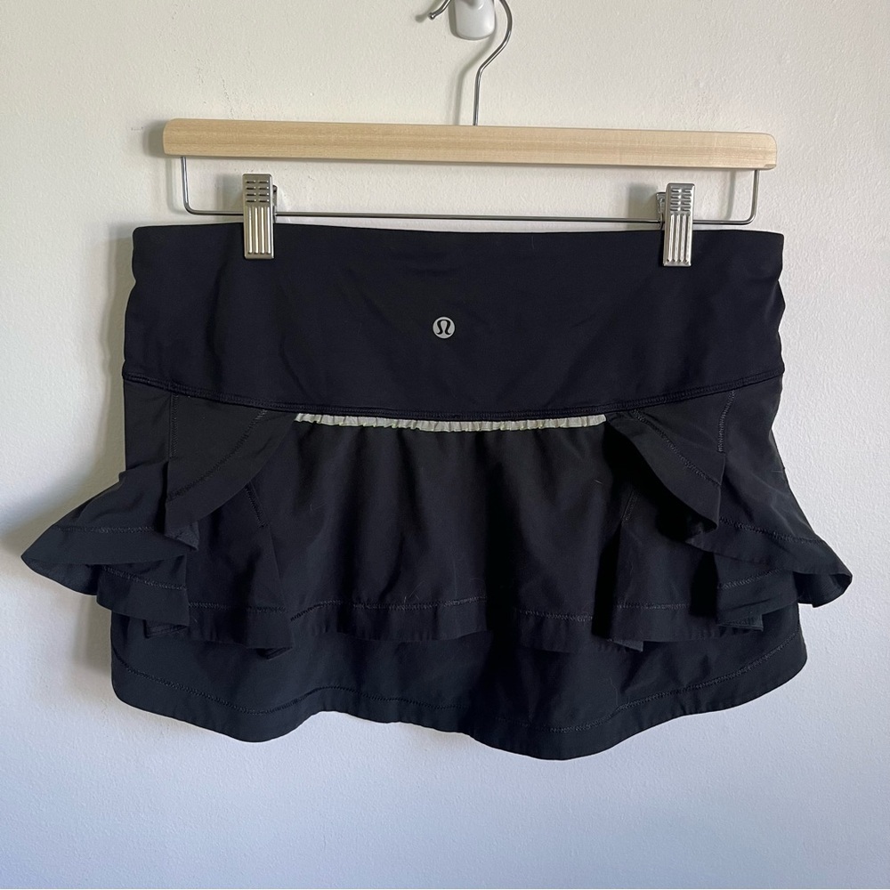 Lululemon Women Presta Ruffle Athletic Retro Basic Skirt Black US 8